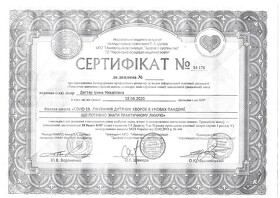 Сертифікат Дегтяр Ірина Михайлівна