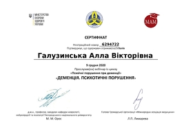 Сертифікат Галузинська Алла Вікторівна