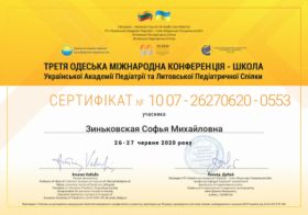 Зиньковська Софія Михайлівна - сертификат 3.1