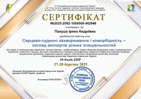 Сертификат Папуша Ирина Андреевна
