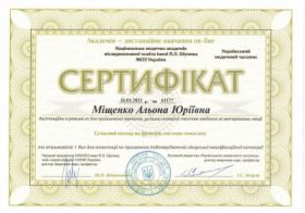 Мищенко Алена Юрьевна - Сертификаты 20.1