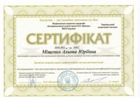 Мищенко Алена Юрьевна - Сертификаты 21.1